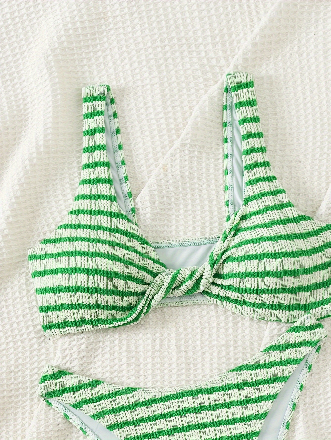 Sexy Striped Twist Bag Split Bikini Set