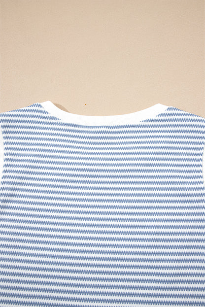 Myosotis Contrast Trim Striped Vest Drawstring Shorts Set