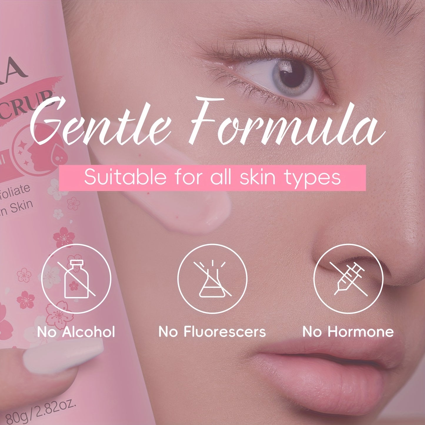 LAIKOU Sakura Facial Cleansing & Moisturizing 15pcs/Set, with 5pcs Sleeping Mask, 5pcs Lip Mask, 50g Facial Wash, 80g Facial Scrub, Cute Hairband & Cleansing Brush, Gently Clean Skin, Free Gift Of Aloe Vera Foundation, Full O