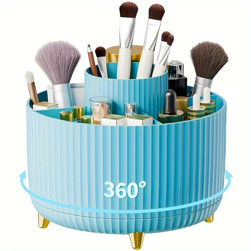 Rotating Makeup Station - 360 Degree Swivel, High-Gloss ABS Plastic, Minimalist Design, Ample Storage, Perfect for Bedroom, Vanity, Bathroom Organization, Space-Saving, Easy Access, and Stylish Display