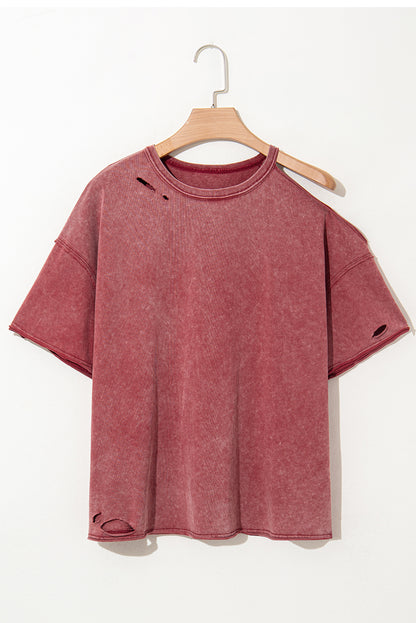 Clay One Shoulder Half Sleeve Oversized Tunic T Shirt