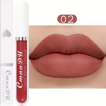 Long-Lasting Matte Liquid Lipstick - Waterproof, Non-Stick, Fruit Scented, Sweatproof, Hydrating, Lightweight, Durable Makeup for Dining, Swimming, Summer - Fruit Fragrance, Cup-Shaped Applicator