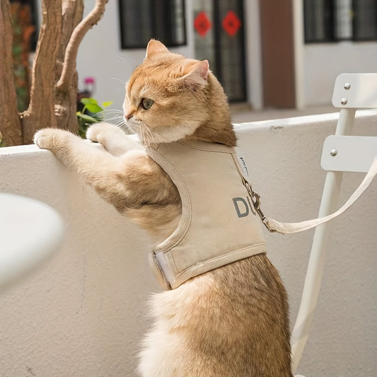 Reflective Cat Harness and Leash Set for Safe Outdoor Walking and Travel - No Pull Design