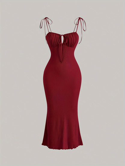 Lace Up Cut Out Ruched Dress