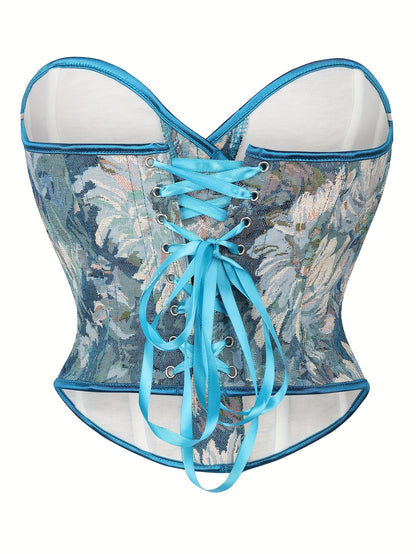 Lace Up Off Shoulder Non-Stretch Shaping Top, Women's Tight Bone Corset Top, Women's Activewear