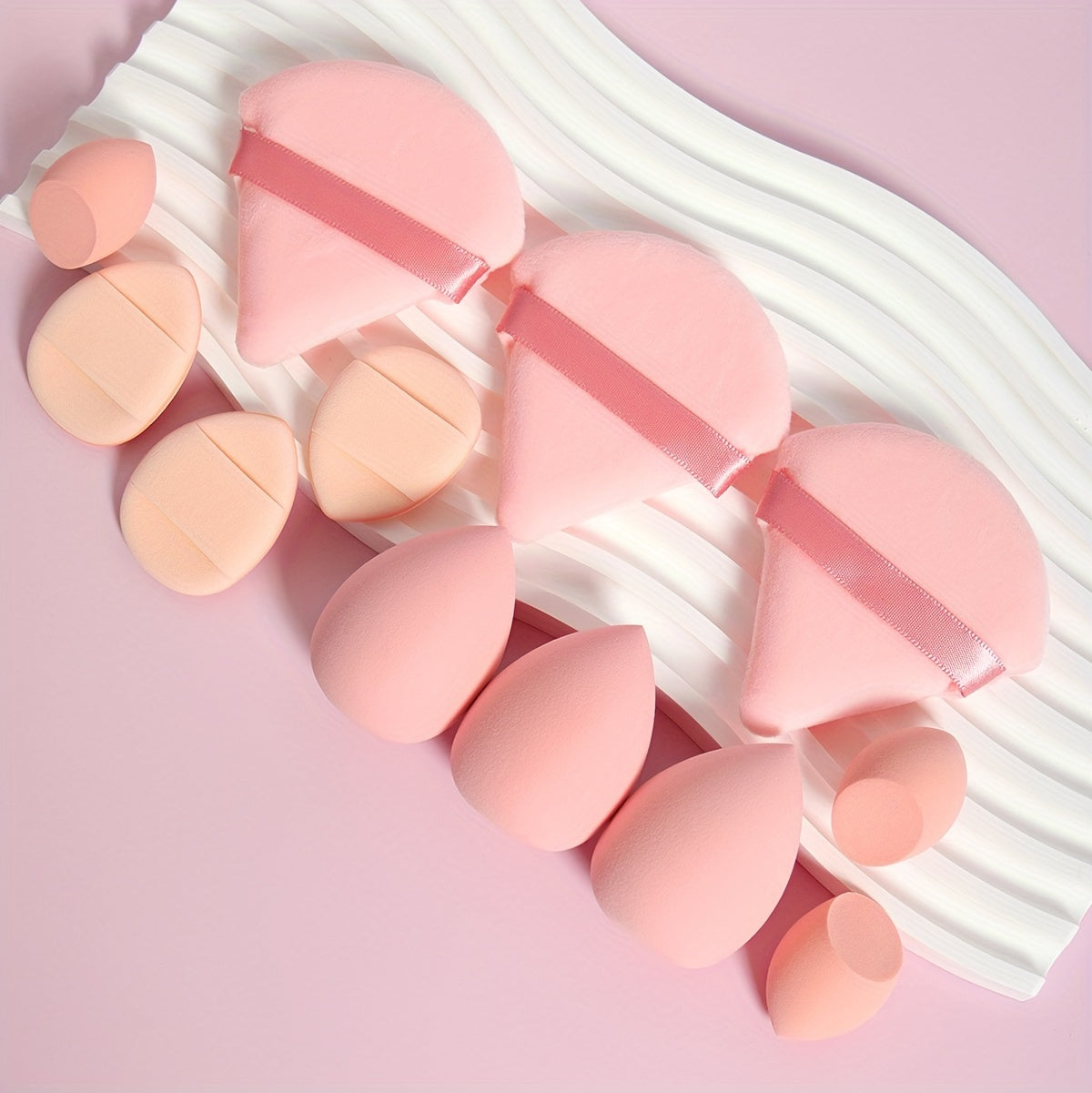 12-Piece Multi-functional Makeup Sponge Puff Set, Flawless Blending For Liquids, Creams & Powders, Latex-Free, Dry & Wet Dual-Use Foundation, Contouring & Highlighting Sponges With Mini Cushion Puffs For All Skin Types