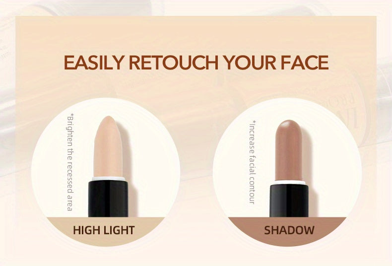 IMAN OF MAGIC Dual-Ended Concealer & Contour Stick - Waterproof, Natural Finish for All Skin Tones | Highlights & Conceals Blemishes, Dark Circles, Shadows Nose & Cheeks | Versatile Makeup Stick with Pink & Brown Shades