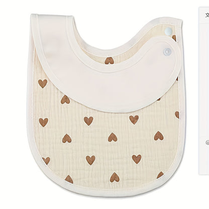 2pcs/Pack Adorable U-Shaped Soft Cotton Bibs - Gentle on Skin, Water-Friendly, Snap Closure, Perfect for Messy Eaters, Drooling, and Feeding Time - Unisex Design for Boys and Girls