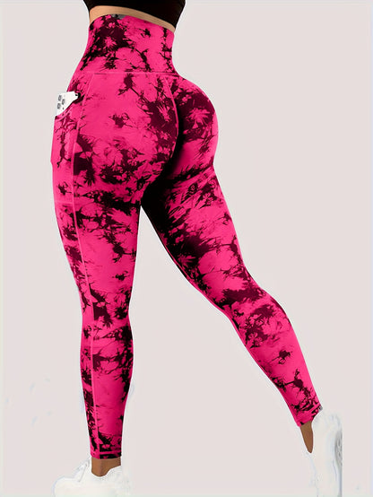 Tie Dye High Waist Yoga Leggings - Sculpting, Butt Lifting, Tummy Control, Moisture-Wicking, Four-Way Stretch Fitness Pants for Women - Wide Waistband, Comfortable, Sweat-Resistant, Perfect for Gym, Sports, Running, and Yoga