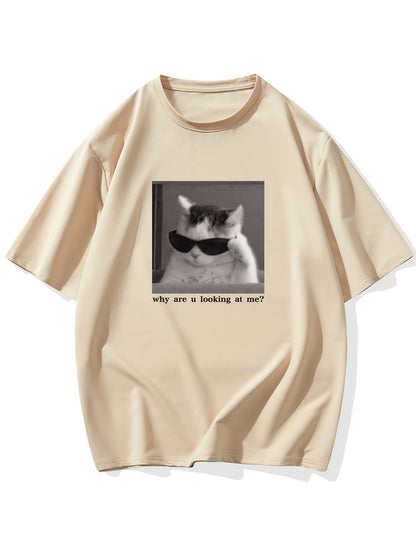 Cool Cat Graphic T-shirt, Men's Casual Multicolor Loose Short Sleeve Shirt