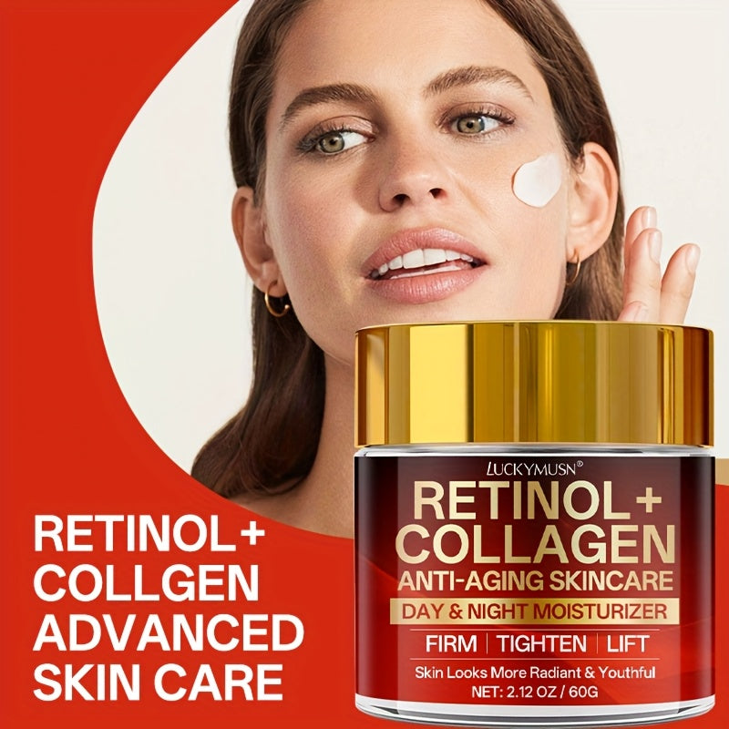 [Retinol Collagen Cream] Retinol Collagen Cream | Hydrates, Tightens, And Lifts Drooping Skin, Enhances Elasticity, Balances Skin Tone, Includes Hyaluronic Acid, Vitamin C, And Peptides, For All Skin Types