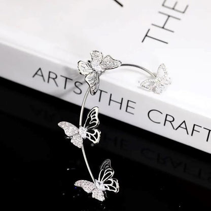Women'S Elegant Butterfly Ear Cuffs - No-Piercing Ear Hooks, Synthetic Gemstone Accents, Everyday & Formal Jewelry for Parties, Weddings, Everyday Outfits - Non-Piercing Ear Clips for Sensitive Light Beige, Party Accessories,