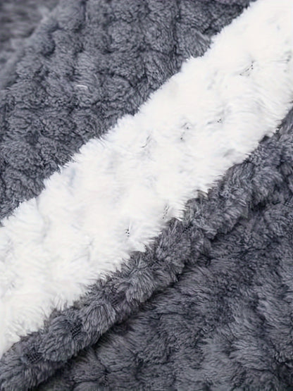 Plus Size Cozy Flannel Robe - Soft, Warm, Long Sleeve, Contrast Pipping, Thick, Casual Loungewear for Fall and Winter Nights - Ideal for Relaxation and Sleep