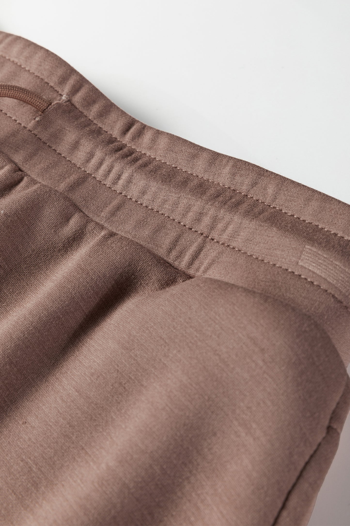 Coffee Solid Color Drop Shoulder Pullover Drawstring Mini Skirt 2pcs Outfit