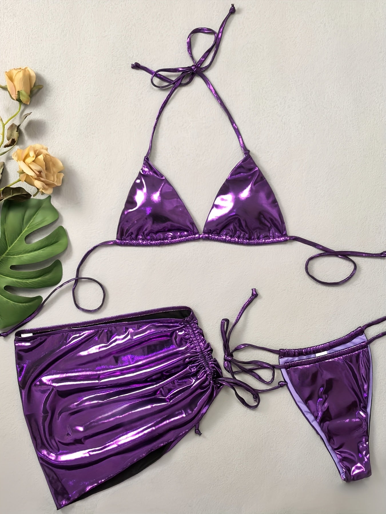 24 European and American Cross-border Bikini Set Sexy Slim Fit Glitter Fabric Nightclub Bikini Hot Selling