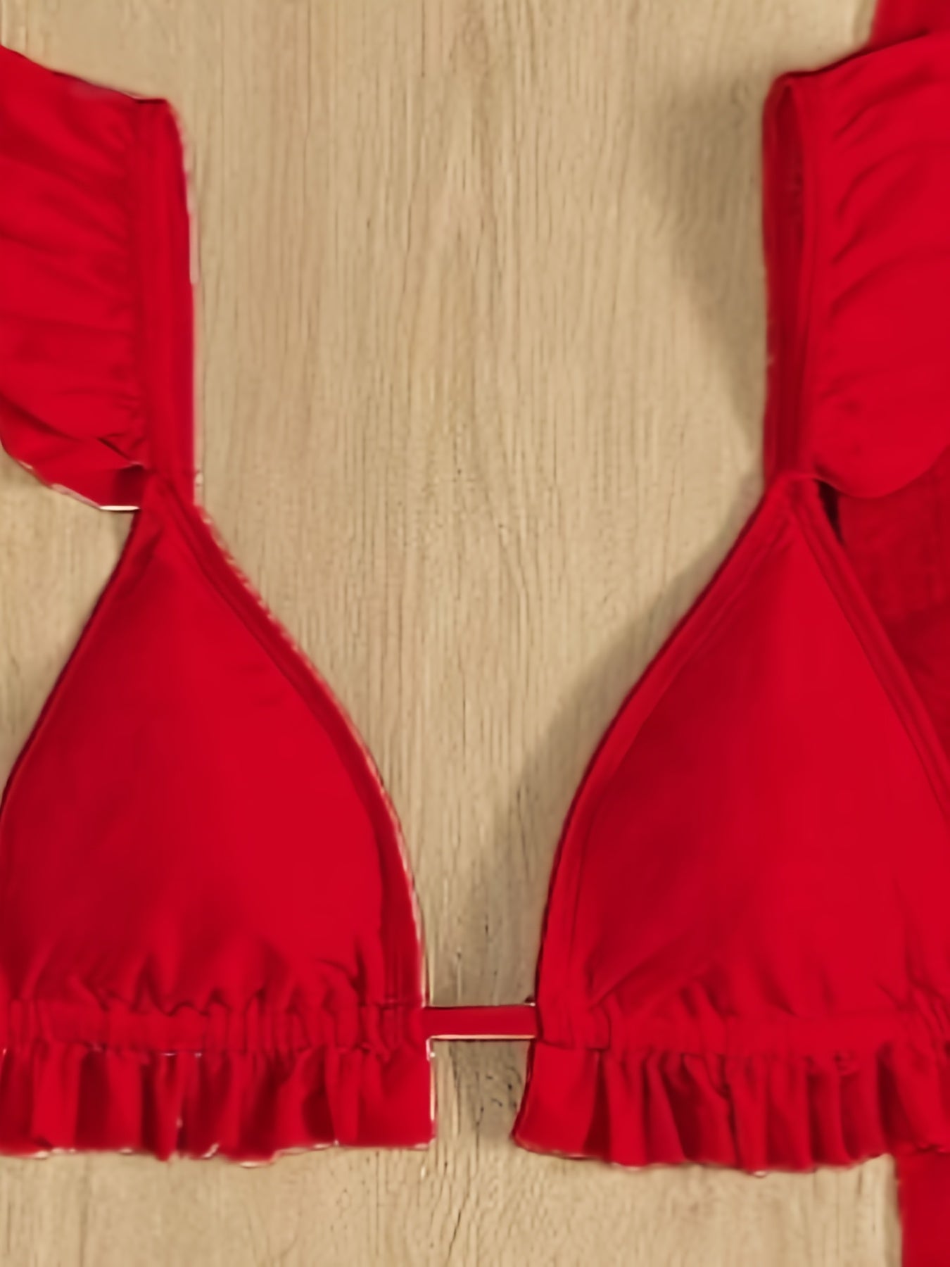 3 Piece Set Bikini, Plain Swimsuits, Ruched Tie Back Bra And Bottom, Cover Up Bow Skirt, Women's Swimwear & Clothing