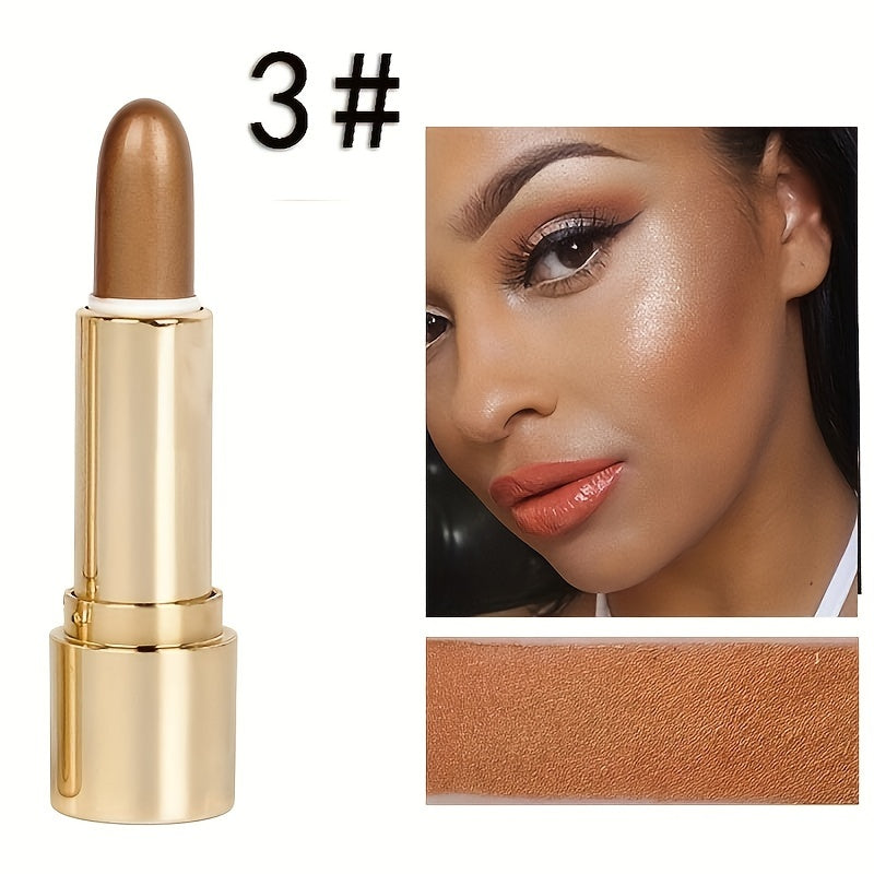 3D Highlighting & Contouring Stick, Side Shadow Face Concealer Stick, Eye Brightening Swivel Stick, Small Golden Tube Pearly Glitter Concealer Stick, Makeup For All Skin Tones For Music Festival