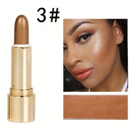 3D Highlighting & Contouring Stick, Side Shadow Face Concealer Stick, Eye Brightening Swivel Stick, Small Golden Tube Pearly Glitter Concealer Stick, Makeup For All Skin Tones For Music Festival