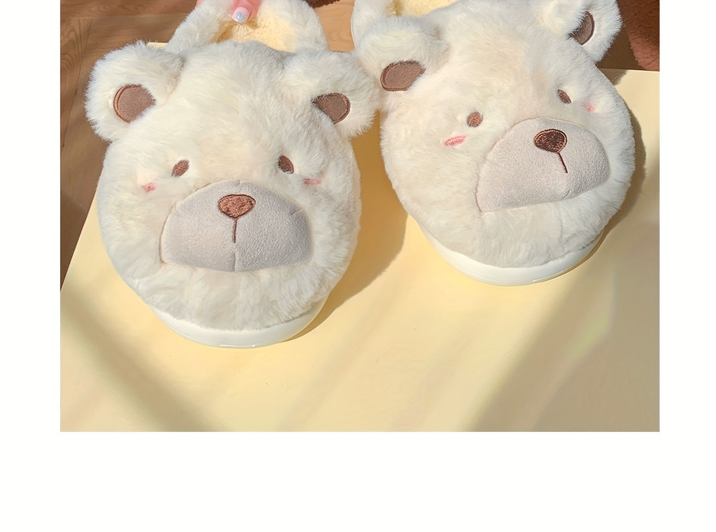 XIXITIAO Winter Plush Bear Slippers for Women & Men - Cozy Cover Slip-On Indoor House Shoes with Cute Cartoon Design, Non-Slip EVA Sole, Warm Home Slippers for Cold Floors, Cold Weather Footwear, Playful Footwear, Soft Lining