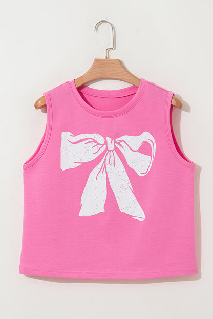Sachet Pink Bow Print Boxy Fit Tank Top