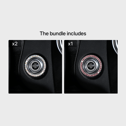 Zinc Alloy Ignition Button Cover with Sparkle Effect - "START STOP" Design, Plated, Easy Installation, Fits Most Vehicles, Ignition System Upgrade | Sparkling Button Cover | Glossy Finis