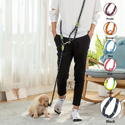 Reflective Hands-Free Dog Leash For Hiking, Walking, And Running - Adjustable Waist And Crossbody Rope For Small And Large Dogs - Bungee Leash For Shock Absorption And Comfort