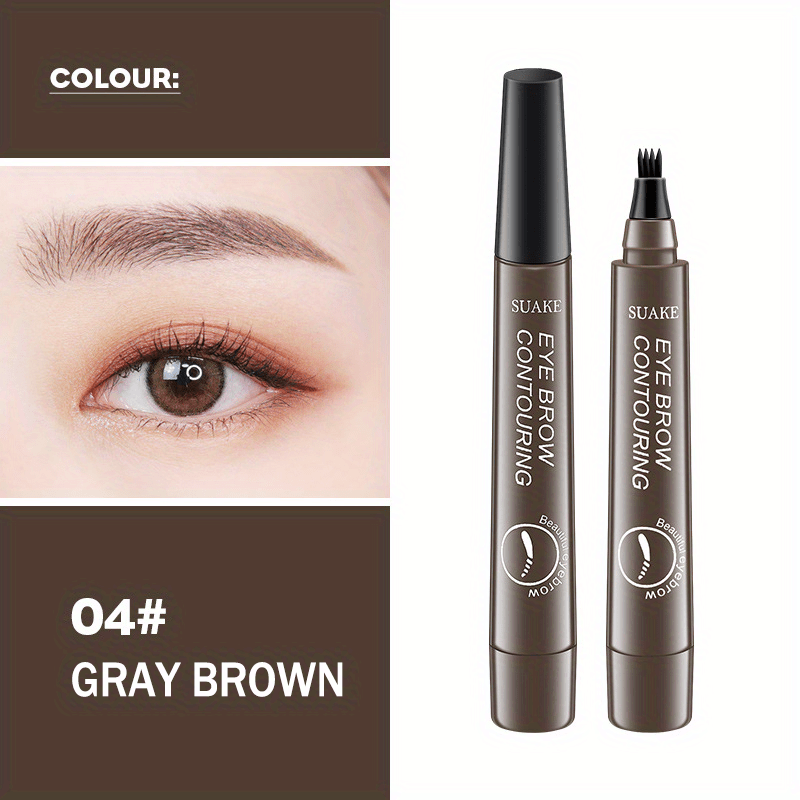 Waterproof Eyebrow Pen, Microblading Eyebrow Pencil With 4 Split Head, Natural Looking Brows Makeup ( 5 Colors )