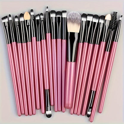 20-Piece Hypoallergenic Makeup Brush Set with Nylon Bristles - Luxe Palm Brushes for Foundation, Blush, Eye Shadow, Eyebrow, & Lip, All Skin Types, ABS Rod - Professional & Beginner Kit, Travel-Friendly