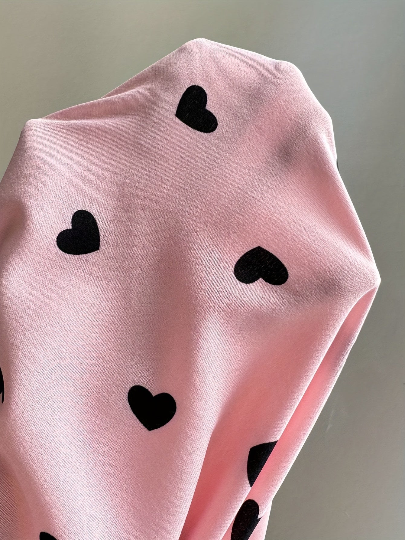 Women's Elegant Heart Print Puff Sleeve Blouse with Bow Tie Front - Pink & Black All-Over Pattern, Machine Washable Regular Fit Long Sleeve Shirt for Spring Summer Fall, Ladies Blouses