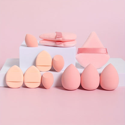12-Piece Multi-functional Makeup Sponge Puff Set, Flawless Blending For Liquids, Creams & Powders, Latex-Free, Dry & Wet Dual-Use Foundation, Contouring & Highlighting Sponges With Mini Cushion Puffs For All Skin Types