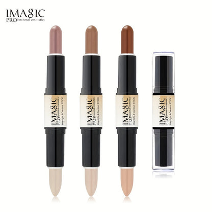 IMAN OF MAGIC Dual-Ended Concealer & Contour Stick - Waterproof, Natural Finish for All Skin Tones | Highlights & Conceals Blemishes, Dark Circles, Shadows Nose & Cheeks | Versatile Makeup Stick with Pink & Brown Shades