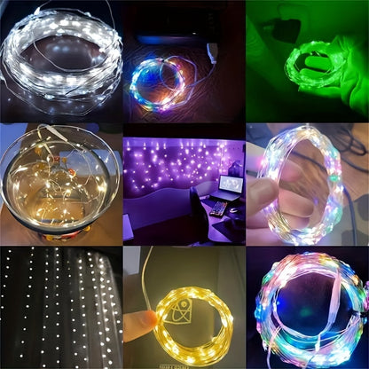 [LED String Lights] 50/100LED String Lights - 1pc Suitable for Bedroom, Party, Wedding, Christmas and Halloween Decoration Light