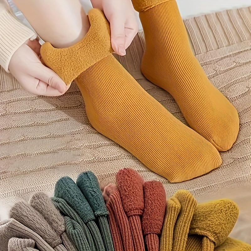 4 Pairs of Ultra-Soft Thermal Snow Socks - Warm and Cozy Fleece Lined Winter Floor Socks for Women - Soft, Breathable, and Comfortable Stockings & Hosiery for Cold Weather