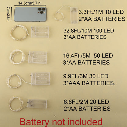 [LED String Lights] 50/100LED String Lights - 1pc Suitable for Bedroom, Party, Wedding, Christmas and Halloween Decoration Light