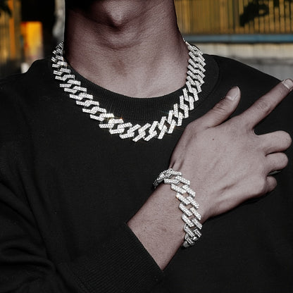 Chunky Iced Out Rhinestone Cuban Link Chain Necklace For Men, father's day gift
