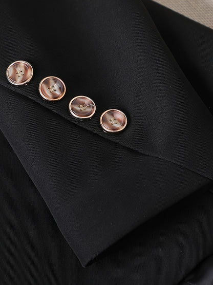 Elegant Black Blazer with Golden Buttons - Stylish Long Sleeve Women'S Blazer for Work & Casual, Autumn & Winter, Casual Workwear | Elegant Blazer | Stylish Button Detail, Blazers for Women