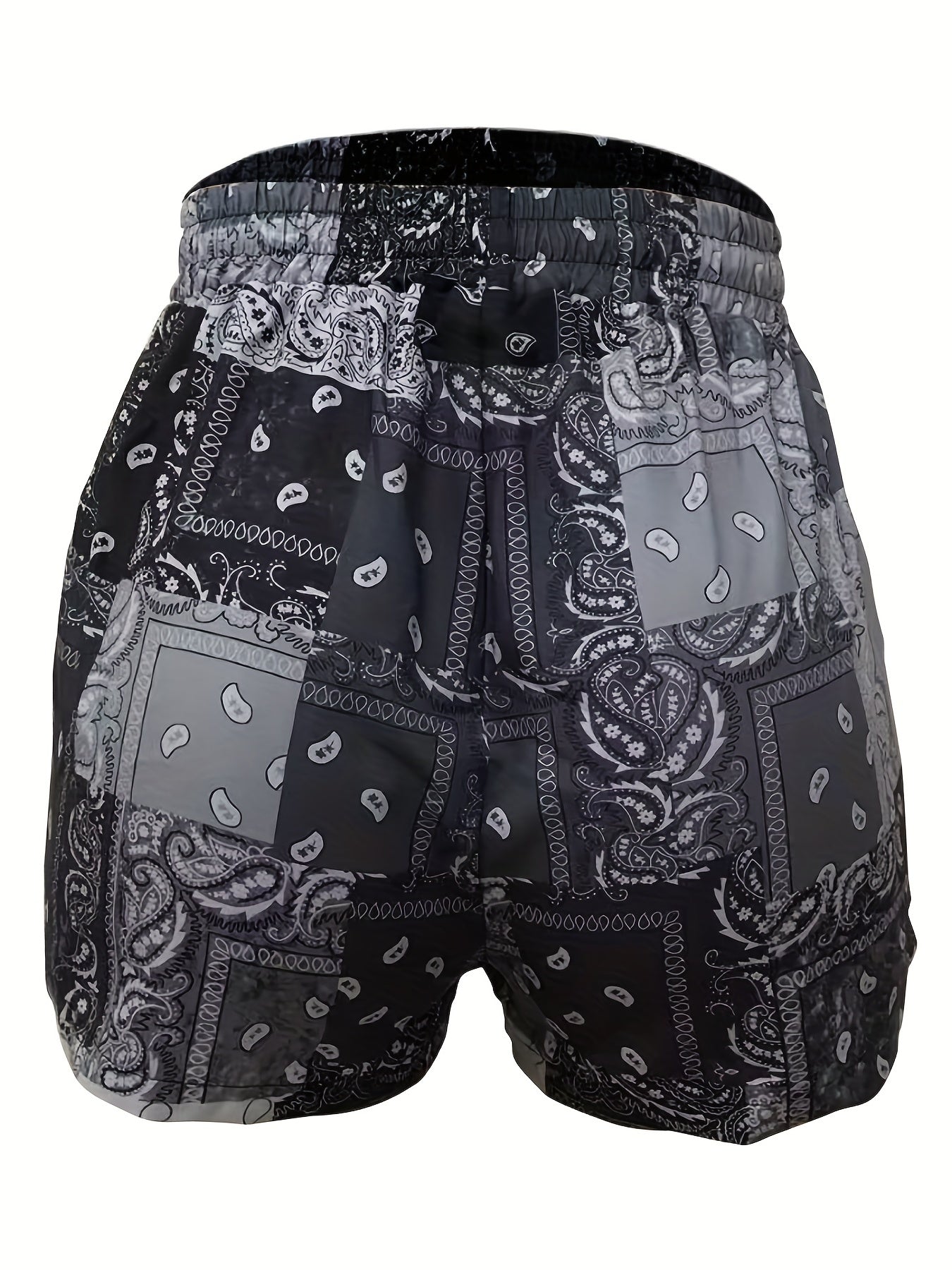 Vibrant All-Over Print Boho Paisley Shorts - Non-Stretch, Regular Fit, Polyester Knit Fabric, Sexy Summer Shorts for Women - Casual, Comfy, and Chic Drawstring Shorts for Spring and Summer Season