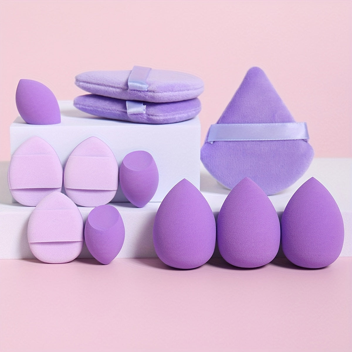12-Piece Multi-functional Makeup Sponge Puff Set, Flawless Blending For Liquids, Creams & Powders, Latex-Free, Dry & Wet Dual-Use Foundation, Contouring & Highlighting Sponges With Mini Cushion Puffs For All Skin Types