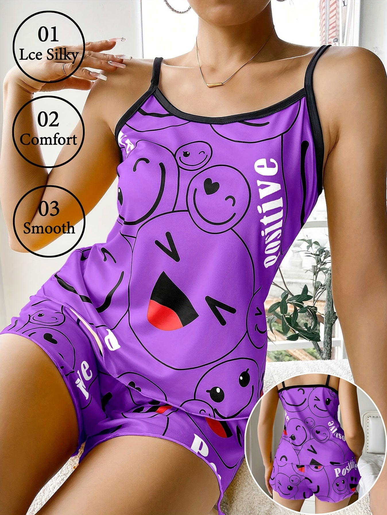 [Cute Pajama Set] Super Cute Printed Pajama Set | A Whimsical Featuring Elastic Waistband Shorts And a Comfortable Loose Top, Perfect for a Delightful And Restful Sleep