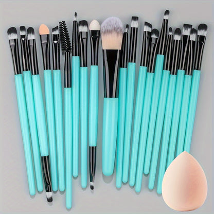 20-Piece Hypoallergenic Makeup Brush Set with Nylon Bristles - Luxe Palm Brushes for Foundation, Blush, Eye Shadow, Eyebrow, & Lip, All Skin Types, ABS Rod - Professional & Beginner Kit, Travel-Friendly