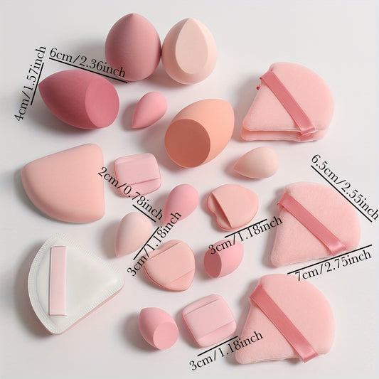 Marshmallow 20pcs Set, 2 Cushion Puffs & 4 Loose Puffs & 4 Makeup Sponges & 6 Mini Makeup Sponges & 4 Mini Cushion Puffs, Beauty Makeup Sponges Mixed with BB Cream, Liquid Foundation, Concealer for Use, Especially Suitable fo