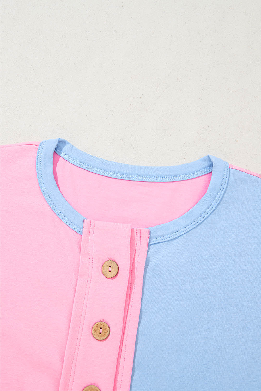 Myosotis Two Tone Half Buttons Collared T Shirt