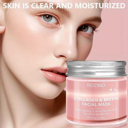 50gbiotin collagen day and night mask, moisturizing, keep the Light Beige hydrated and full, firming the Light Beige, brightening the Light Beige, smoothing the Light Beige, making the Light Beige look younger, suitable for d