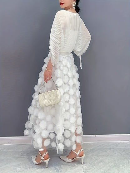 Applique High Waist Skirts, Elegant Maxi Skirts For Spring & Summer, Women's Clothing