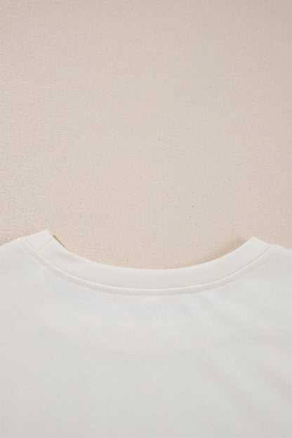 Beige 2pcs Cropped Tee and Ruffle High Waist Skort Set