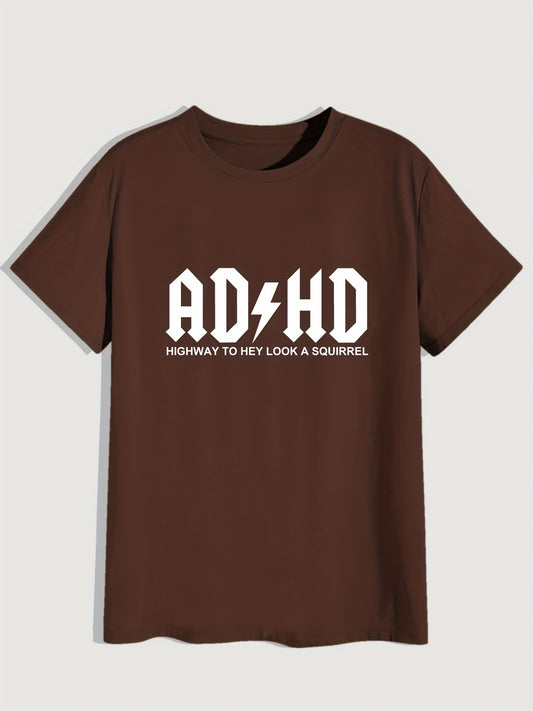 Mens ADHD Graphic Tee - Comfortable & Fashionable Casual Tee with Slight Stretch - Breathable Summer Wear for Trendsetters