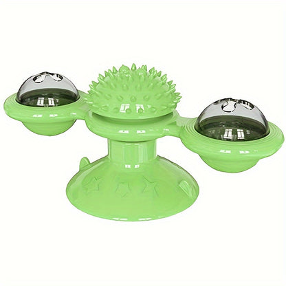 1pc Interactive Cat Toy, Windmill Turntable Teaser, Soft Plastic Rotating Plaything For Scratching And Grooming, Durable Puzzle Toys For Cats And Dogs