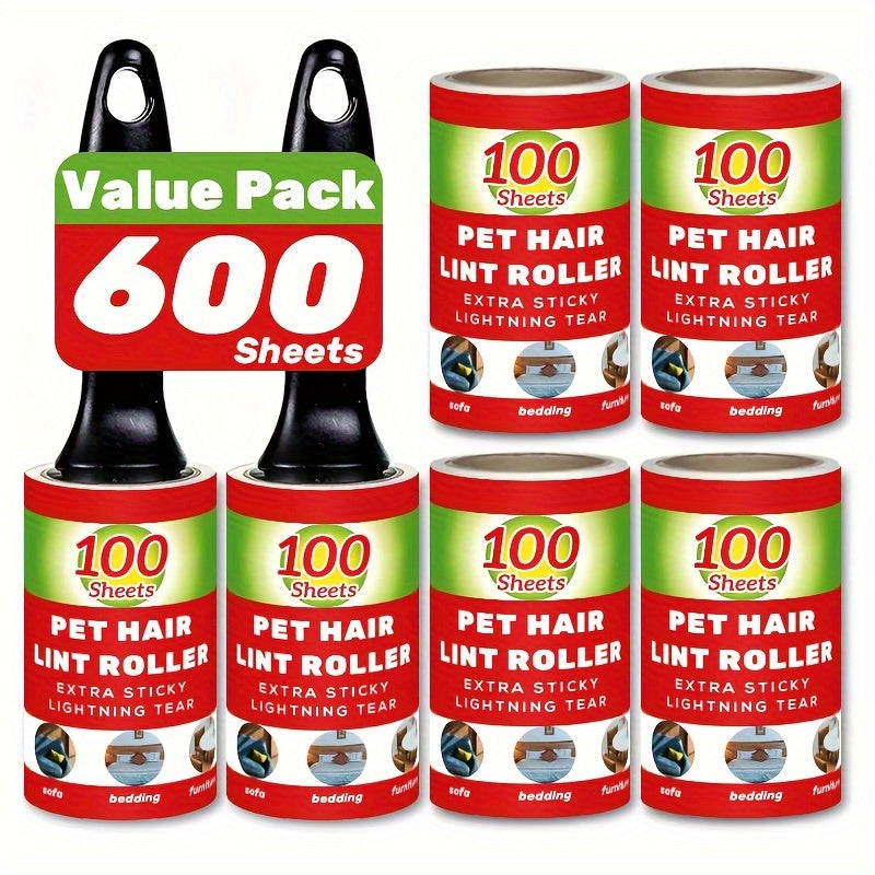 [100 Sheets Pet Hair Remover Rollers] Value Pack of 100/300/400/600 Sheets of Pe