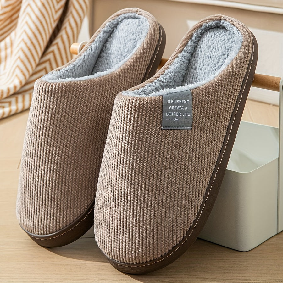 Cozy Fleece-Lined Slippers for Men and Women - Soft, Warm, Non-Slip Rubber Sole, Machine Washable, Available in Multiple Colors