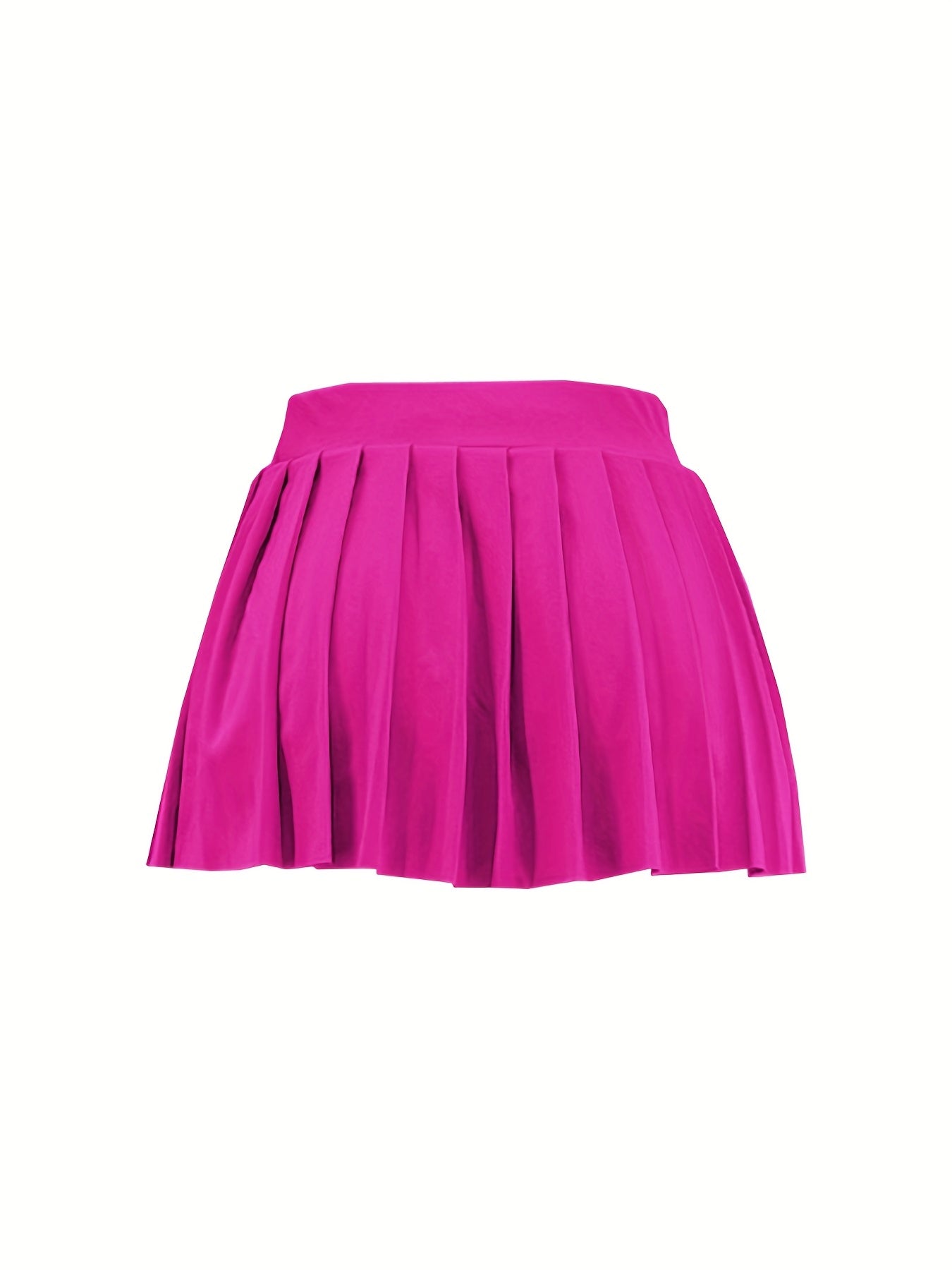 [Bright Pink Skirt] Sexy Summer Bright Pink High-Waisted Pleated Mini Skirt | Stretchy & Machine Washable | Perfect for Casual or Party Outfits for Women